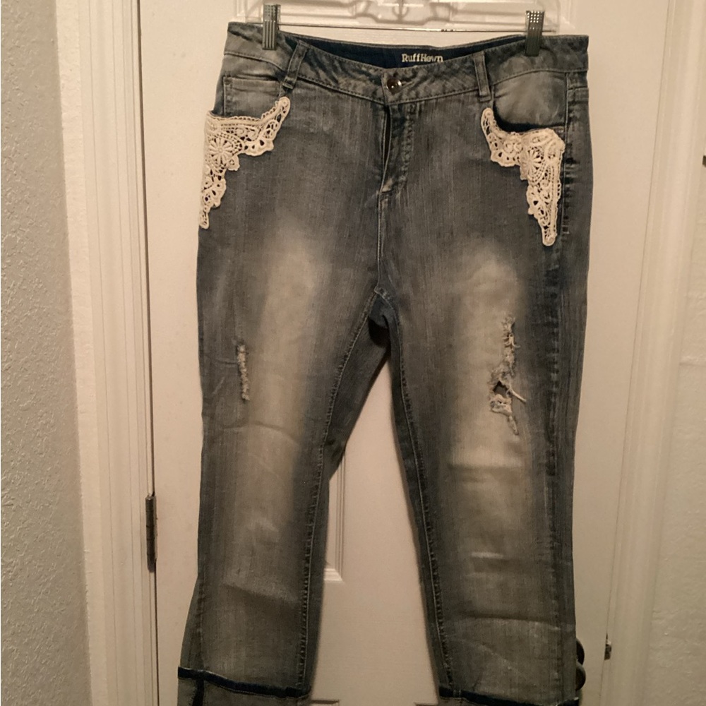 Ruff Hewn Light Blue Jeans with Lace Trim Pockets